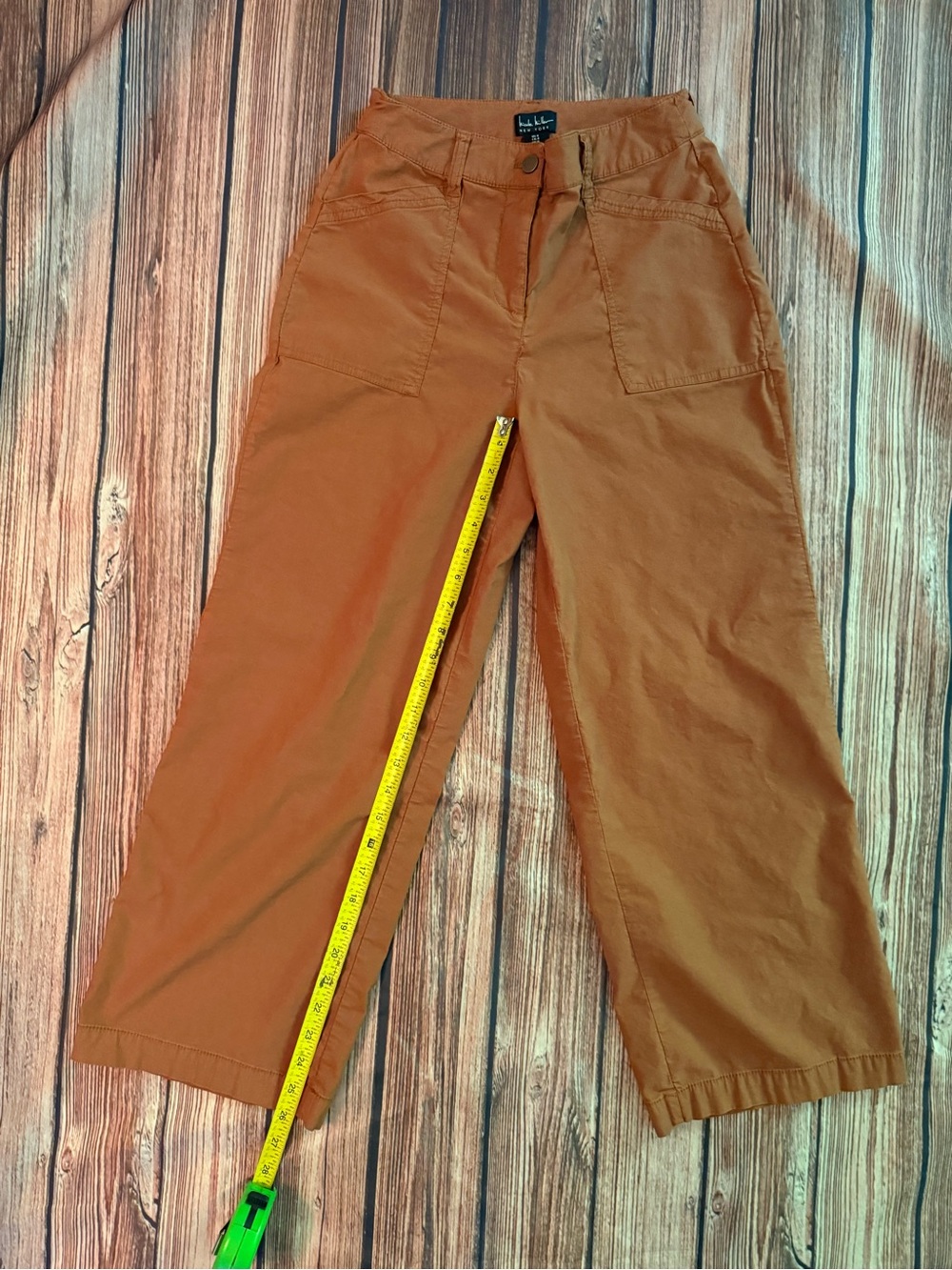 Nicole Miller Cropped Wide-Leg Pants in Rust